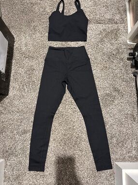 Yummy and Trendy Women's Black High-Waist Leggings with Matching Sports Bra